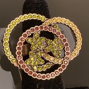 Pilgrim Gold Ring with Green and Pink Crystals adjustable